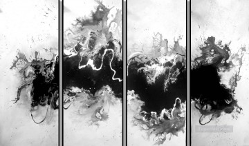 blanco y negro en 4 paneles Pinturas al óleo